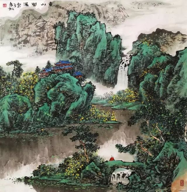 不久前,春秋哥又创作了一组四景山水新作,春秋哥曰:春山归渔,夏山闻