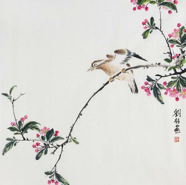刘超国画作品赏析:清新自然的花鸟世界