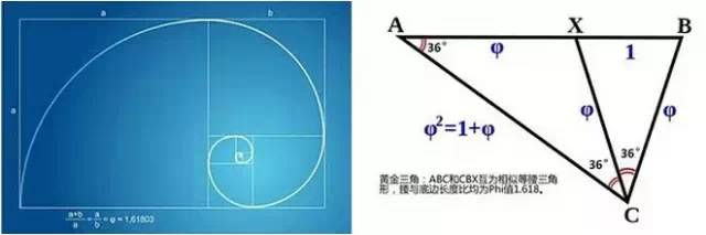 黄金螺旋,黄金三角