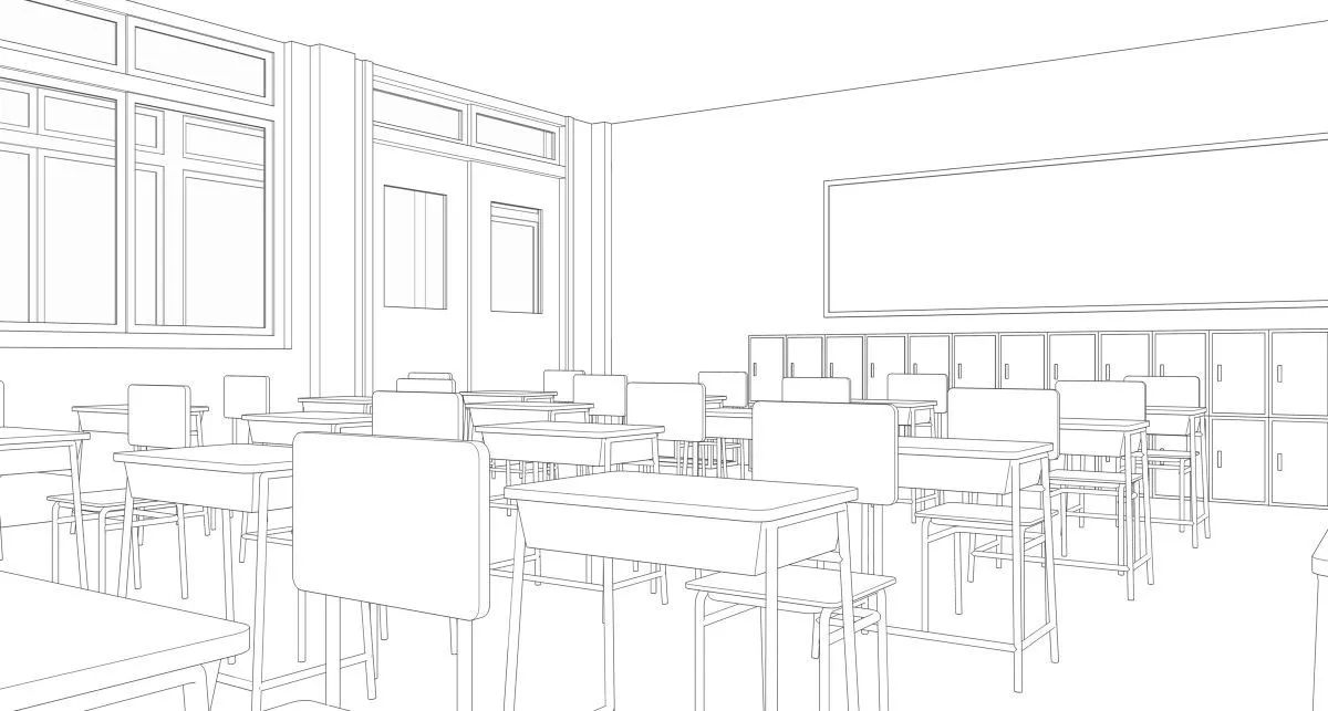 【绘画参考】教室的多种角度,日系校园风必备素材