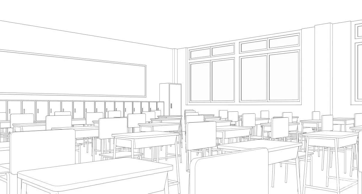 【绘画参考】教室的多种角度,日系校园风必备素材