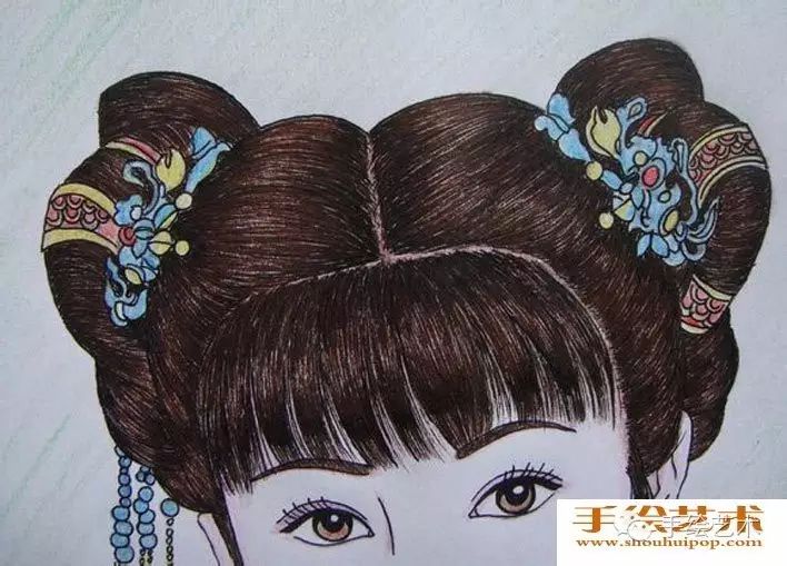 【手绘作品教程】美女人物彩铅画教程:中国古典美女头像彩色铅笔画