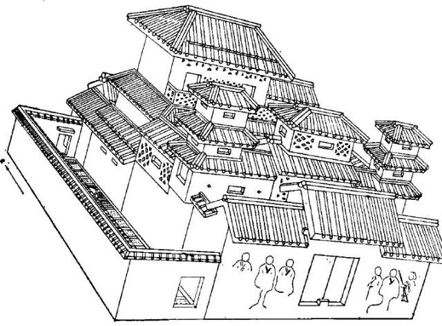 结构上来说一般汉代的楼房也是这个高度,而且一楼最高,往上逐渐变矮