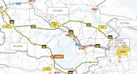 绕行线路 2:在 g25 长深高速李家巷枢纽处,转 g50 沪渝高速至上海.