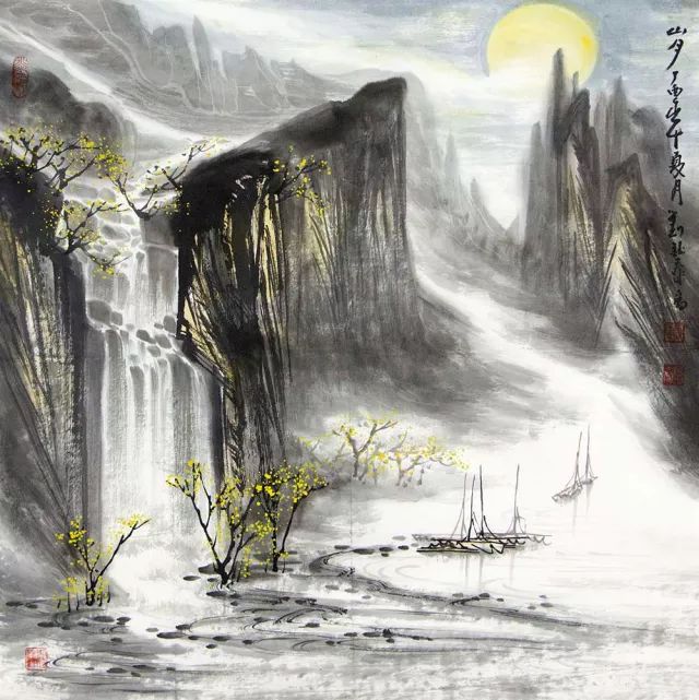 刘铸泰国画山水赏析:花好月圆 寄情中秋