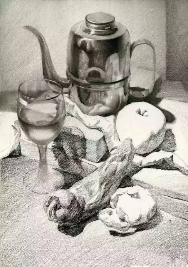 素描静物组合的画法及优秀范画