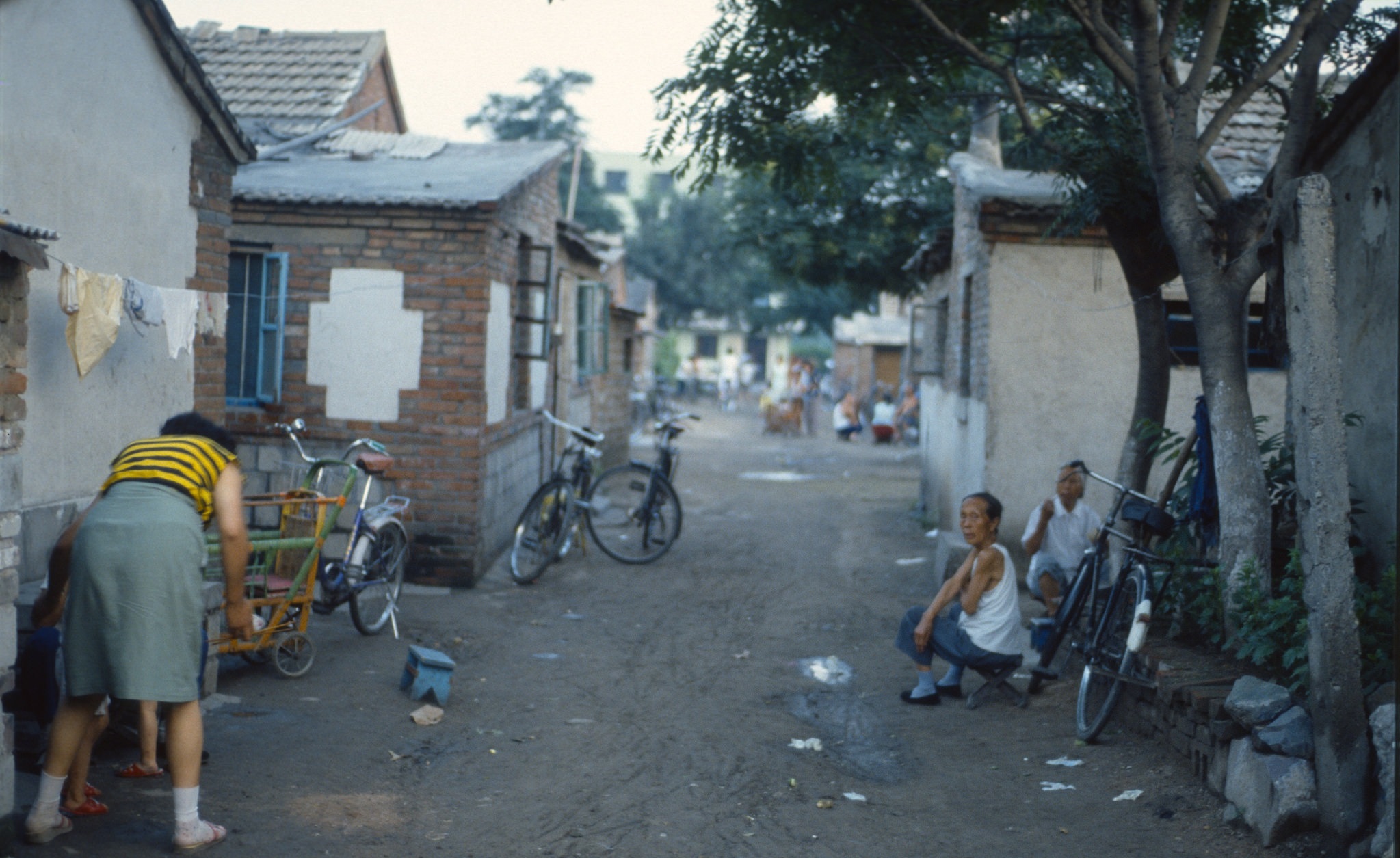 历史老照片80年代夏天:大树底下好乘凉.