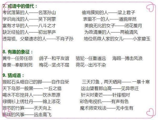 词语分类 成语集锦 趣味猜谜 歇后语!替孩子收藏,6年