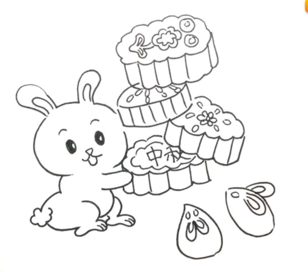 中秋节抱着月饼的可爱白兔元素设计【免抠元素PNG】-90设计网