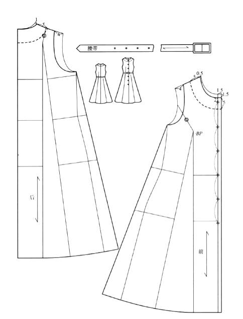 a型款式纸样连衣裙连衣裙基本纸样礼服连衣裙纸样旗袍旗袍基本纸样