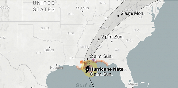 时间周六晚间8点左右在美国东南部路易斯安那州密西西比河河口登陆