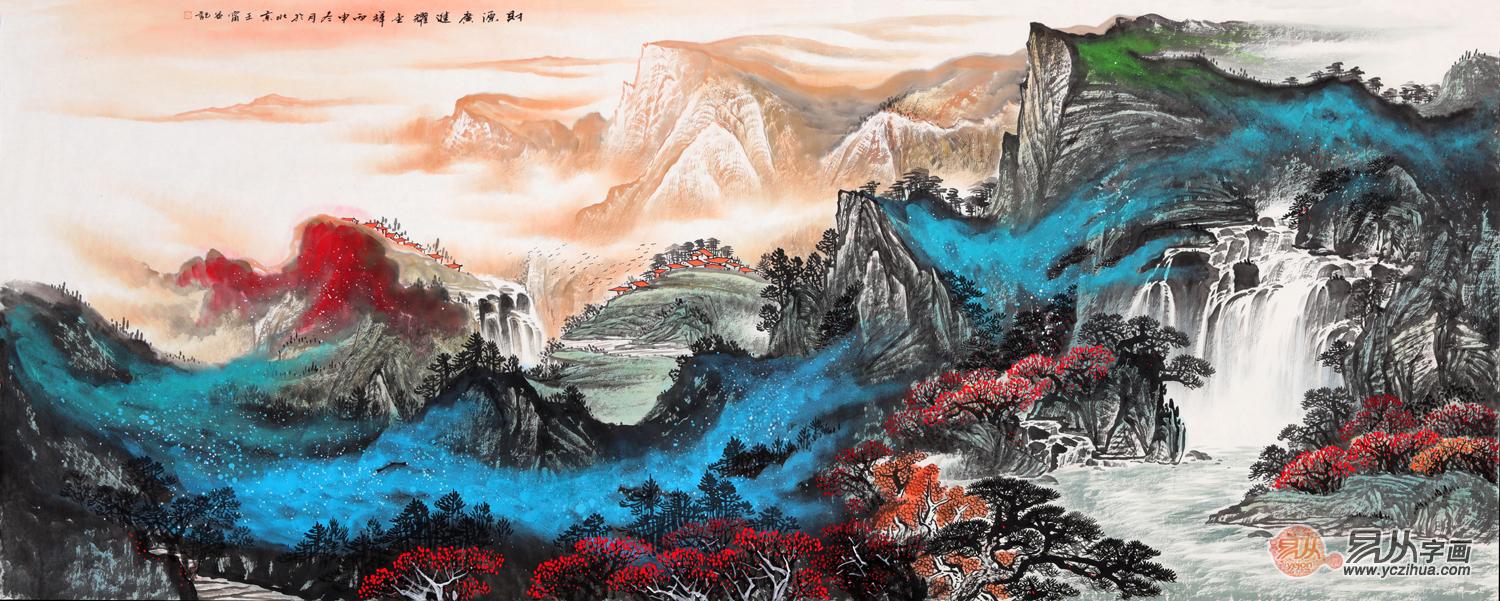 画家王宁设色山水画作品欣赏 这些字画不仅颜值高寓意妙