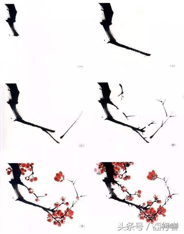 水墨画写意梅花画法图文详解,中国画画梅花作品图片