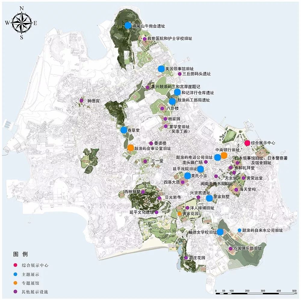 图/鼓浪屿遗产价值阐释与展示实施规划-主题展馆及展示设施分布规划图