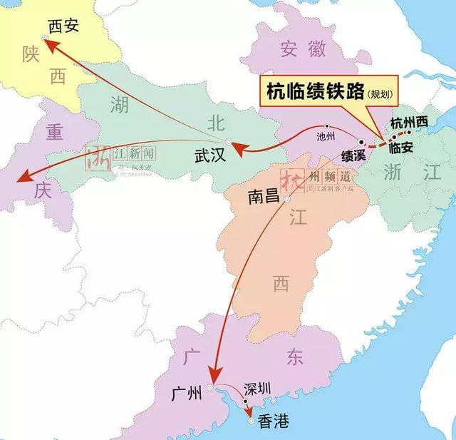 形成杭州到武汉,杭州到南昌的高铁通道,进而可以连接西安,重庆,深圳