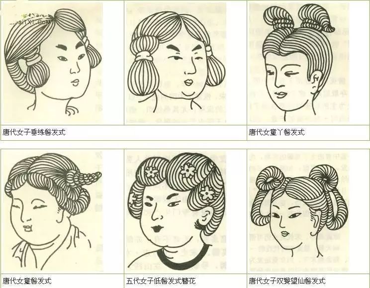 一顾倾人城再顾倾人国看精致繁复女子发髻古风插画