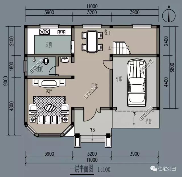 占地100平,自建实用农家4层别墅,带露台带车库,实用