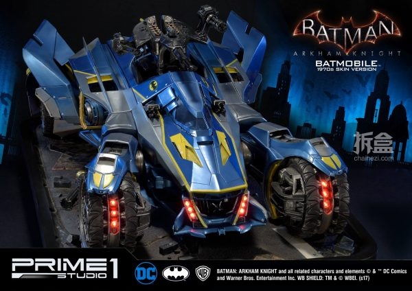 prime1studio蝙蝠侠阿甘骑士蝙蝠战车batmobile1970蓝色皮肤版