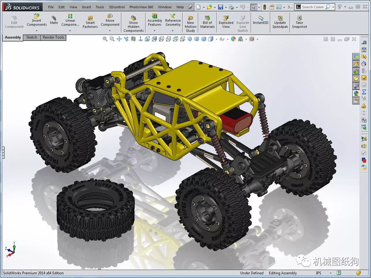 【rc遥控车】小型rc攀爬车图纸 大脚车遥控模型 solidworks 2014设计