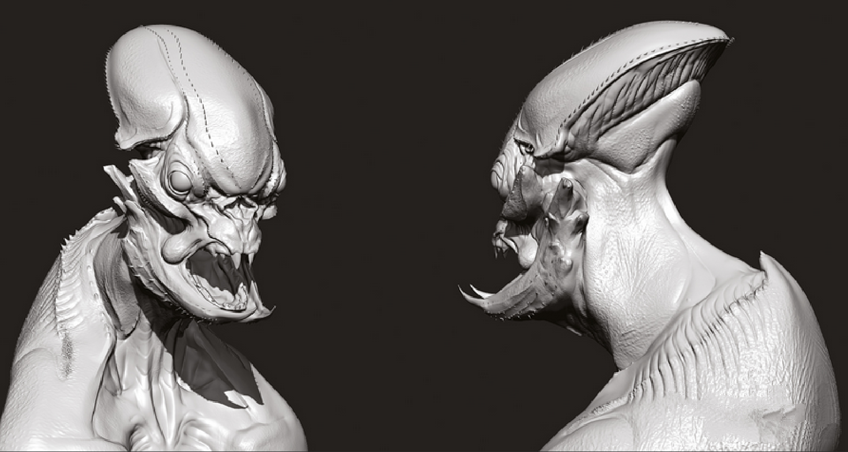 zbrush打造经典怪兽头部模型