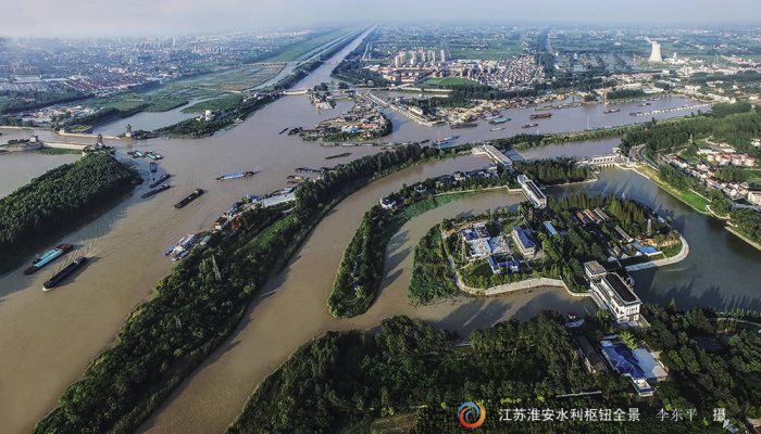 淮安水利枢纽全景水上立交枚皋路大桥黄金水道五河口大桥建设中的古