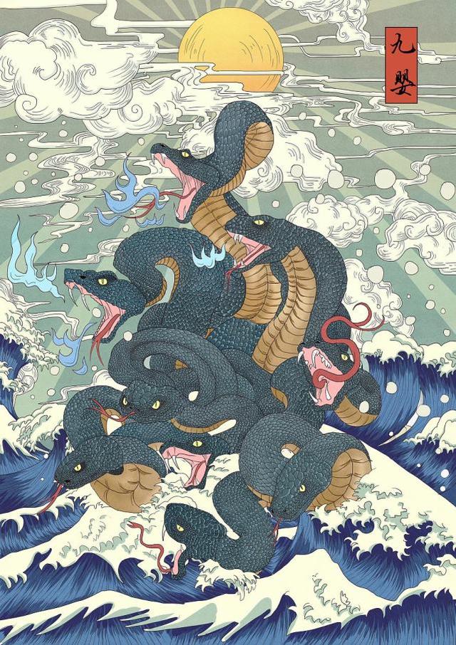 在中国神话中的三大九头神兽面前,日本八岐大蛇根本抬