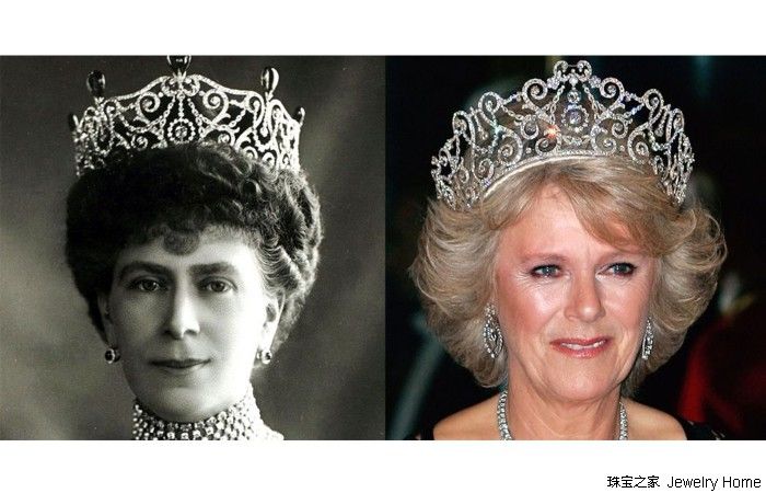 左:玛丽王后;右:康沃尔公爵夫人(duchess of cornwall)这顶王冠曾