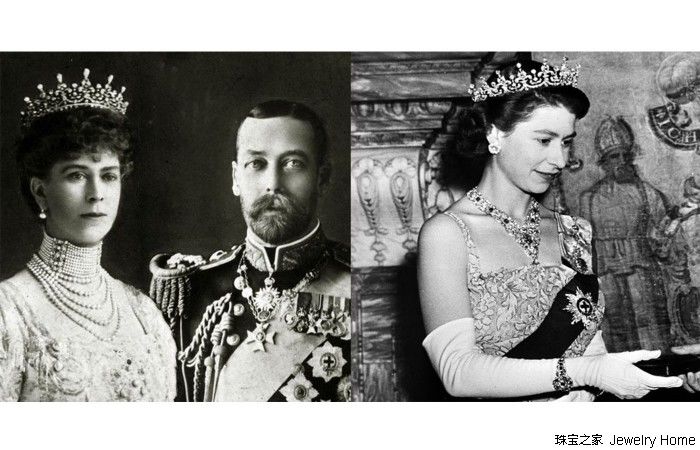 左:玛丽王后(queen mary);右:英国女王伊丽莎白二世(queen