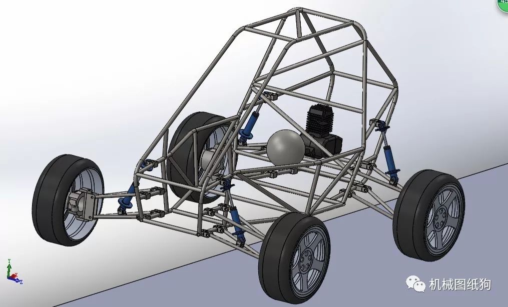 【卡丁赛车】mini baja钢管卡丁车3d图纸 solidworks