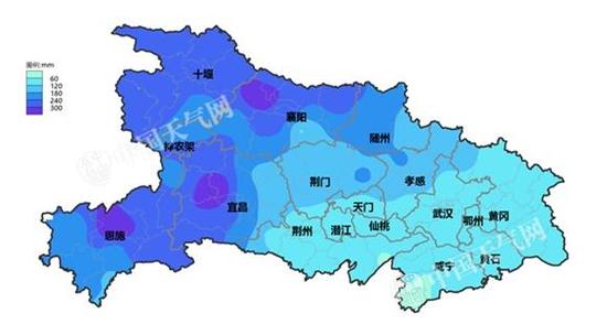 湖北省08-08时累计降雨量色斑图(2017年9月21日-10月12日)   武汉