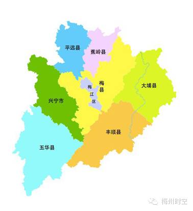 代管1个县级市:兴宁市5个县:平远县,蕉岭县,大埔县,丰顺县,五华县2个