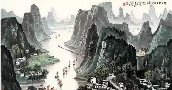 再来欣赏一下 这两位大师的其他桂林山水画作~ 李可染的漓江山水