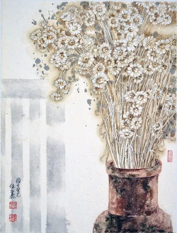 古韵溢香>入选"2012年全国中国工笔画展"; 2012年:工笔画《家,秋韵》