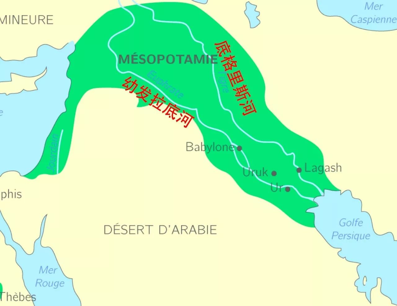 两条大河冲击而形成的平原, 地图:美索不达米亚平原 | mesopotamia