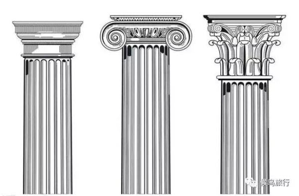 由简及繁分别为多立克柱式(doric 爱奥尼柱式(ionic,科林斯柱式