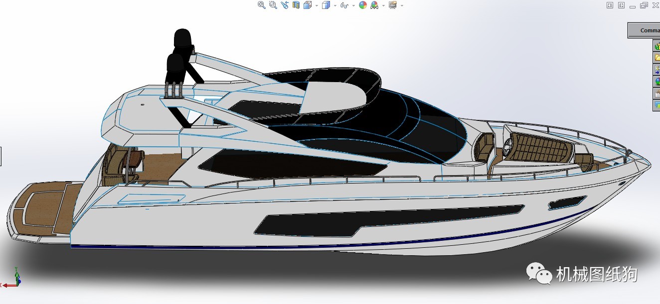 【海洋船舶】75英尺sunseeker游艇3d图纸 solidworks2015设计 船舶