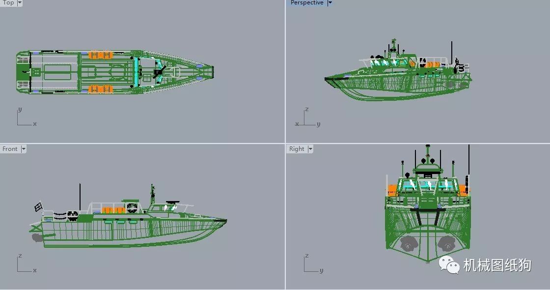 【海洋船舶】cb90攻击快艇图纸 rhino设计 船舶