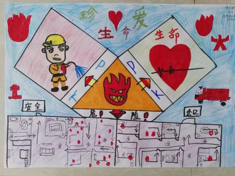 潍坊市中小学生消防疏散逃生路线图绘画征集大赛正在进行中,孩子们