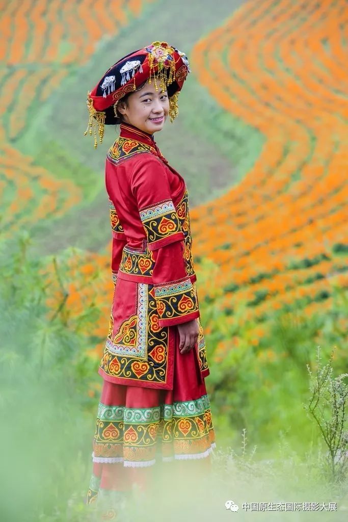 彝族妇女上衣毛,棉,丝制,排襟,前襟,后项圈和袖口用彩线挑有图案花纹