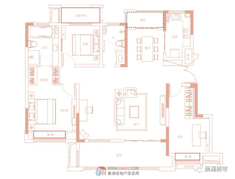 如果你足够"壕", 同片区新华·御府小高层约138平米的三室二厅户型