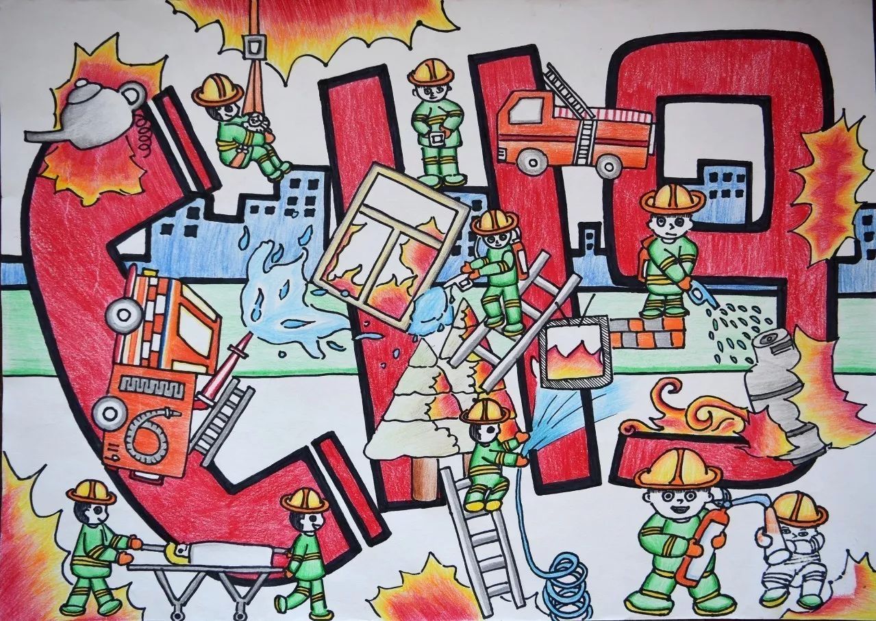 “我是小小消防员”创意绘画 致敬“火焰蓝”_当涂县