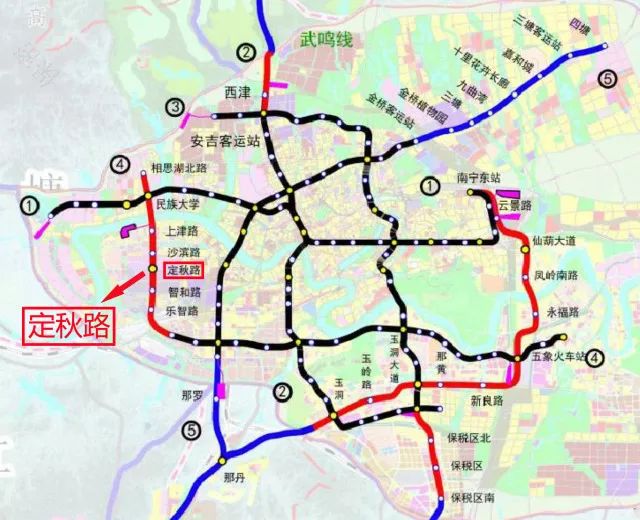 也就是说, 地铁四号线将过南宁华南城,规划站点为定秋路站!
