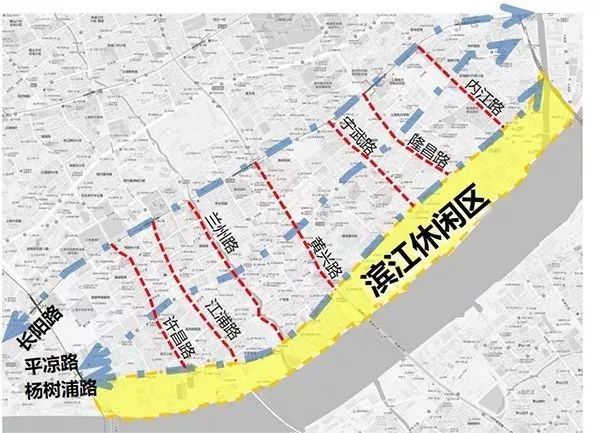 滨江步道已经较为完善,但从滨江外到滨江的衔接道路,如杨树浦路,长阳