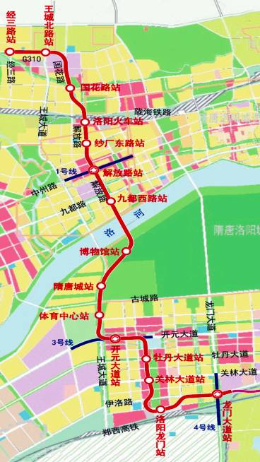 洛阳轨道交通2号线一期线路示意图