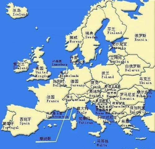 (不标注属加里宁格勒的欧洲地图)
