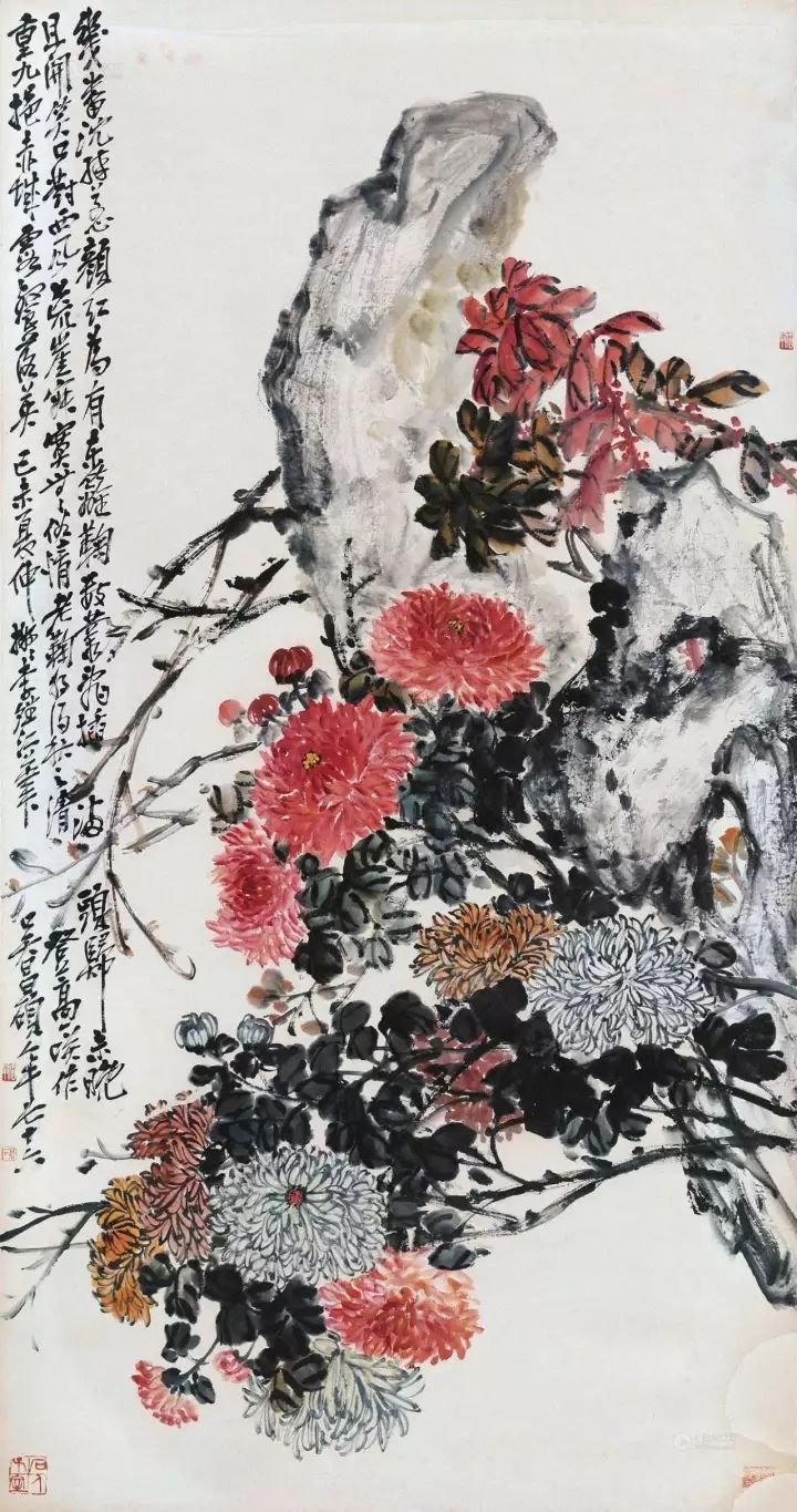 清末海派名家:吴昌硕画菊作品欣赏