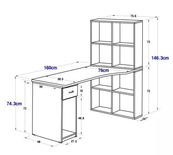 (1)组合电脑桌大致尺寸