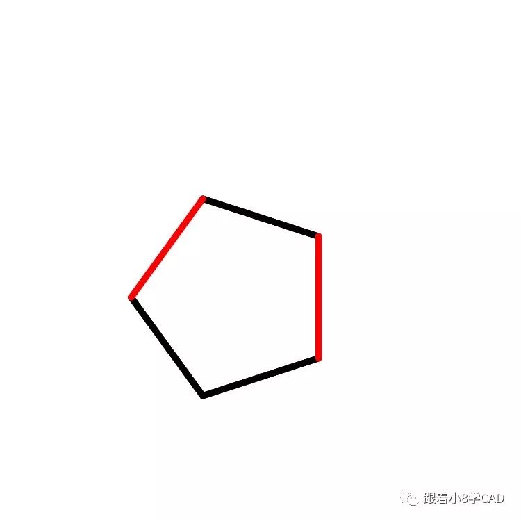 step2,分解命令( x),把五边形分解为5条独立的线段 .