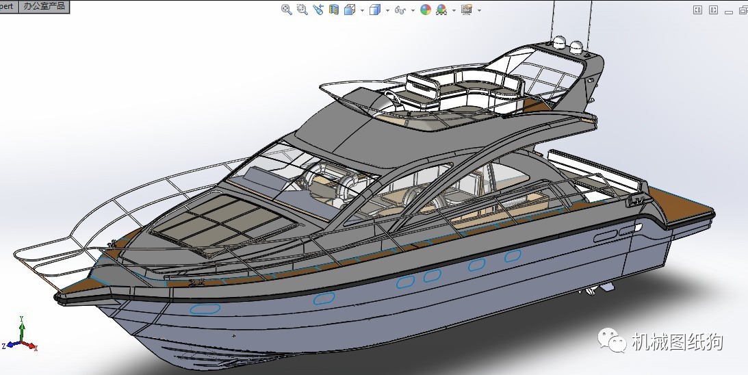 【海洋船舶】小型双层游艇图纸 solidworks设计 单个sldprt文件