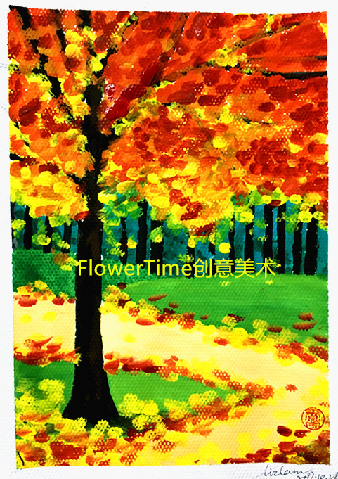 感受秋天的色彩,画一幅简单水粉画《秋色》,零基础水粉系列12